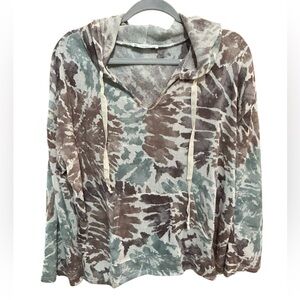 NWT FSL Apparel Women's Tie-Dye V-Neck Pullover Hoodie Sweater - Size Small